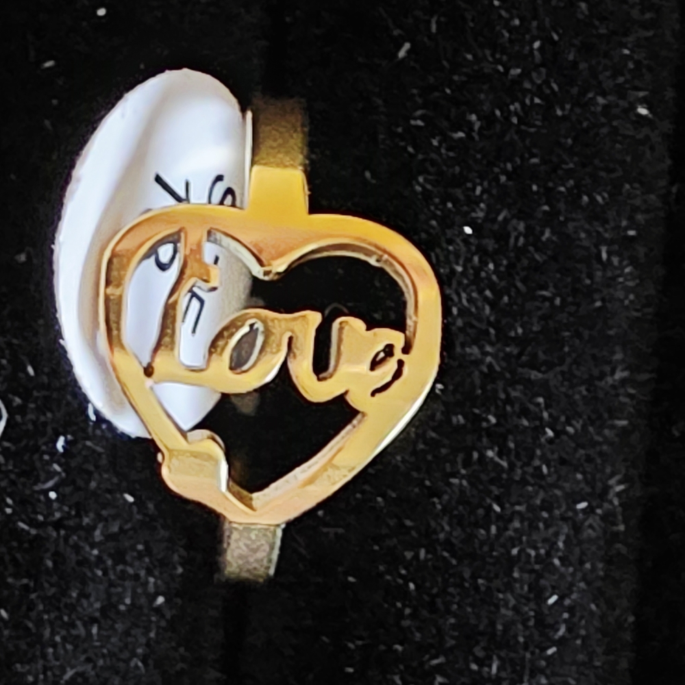 Gold Heart Love Ring- Size 8